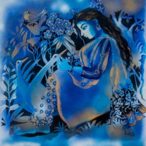 The Blue Night – Figurative Painting [ 36 X 36 inches ]