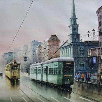 Painting of Kolkata cityscape on paper