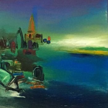 Abstract style Benaras with oil on canvas