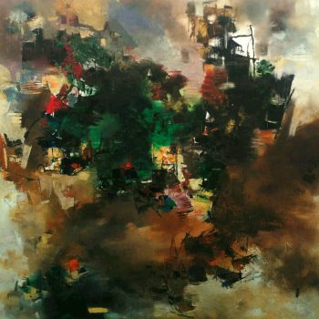 Abstract style Benaras with oil on canvas