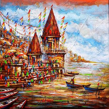 Painting of Benaras on canvas