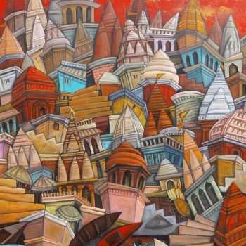 Painting of Benaras on canvas