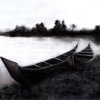 Painting in charcoal on paper