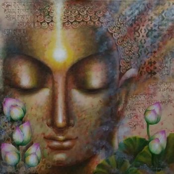 Painting of Buddha on canvas