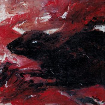 Painting of bull with acrylic on canvas