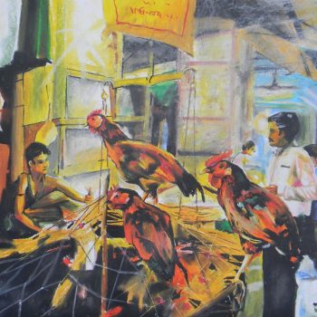 Painting of a shop on paper