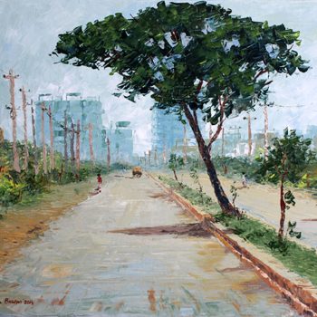 Painting of Hyderabad cityscape on canvas