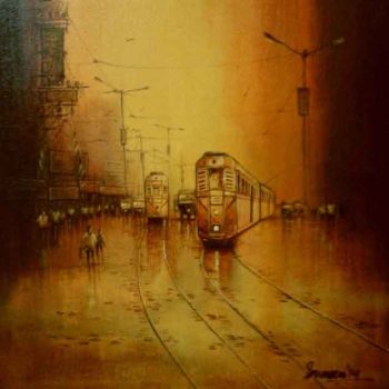 Painting of Kolkata city on canvas