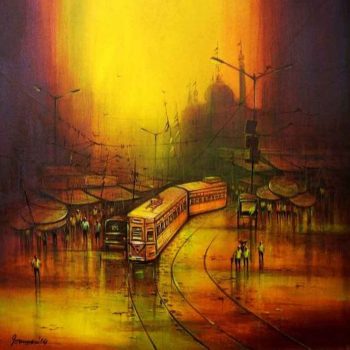 Painting of Kolkata city on canvas