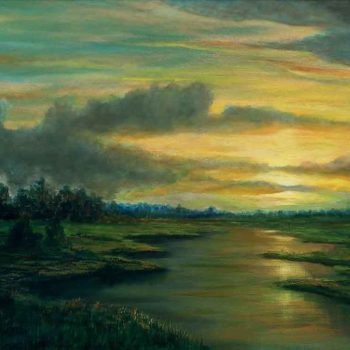 Painting of colours of the sky in the evening on canvas