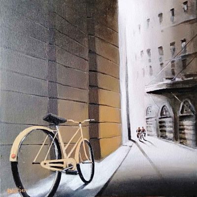 Painting of cycle theme on canvas