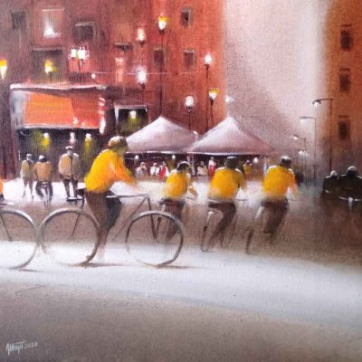 Painting of cycle theme on canvas