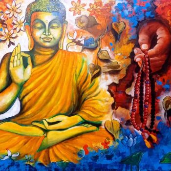 Painting of Lord Buddha on canvas