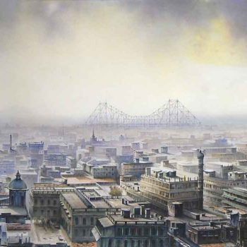 Painting of Kolkata cityscape with watercolour on paper