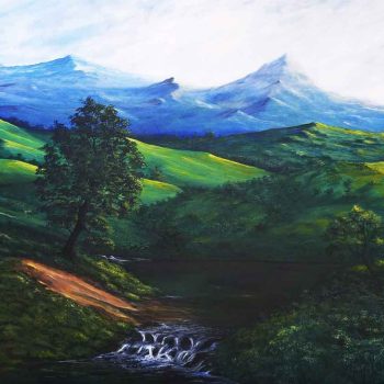 Painting on canvas of landscape