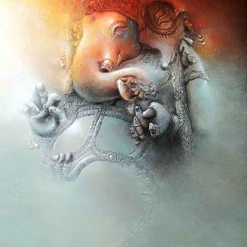 Painting of Lord Ganesh on canvas