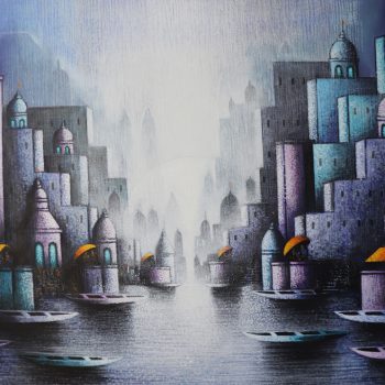 Painting of Benaras on canvas