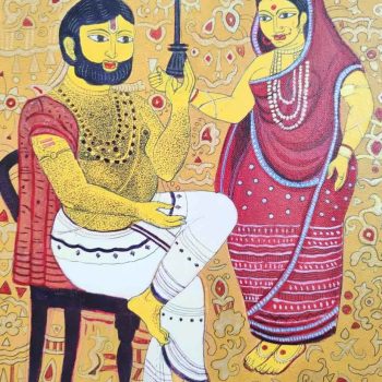 Painting of couple on canvas