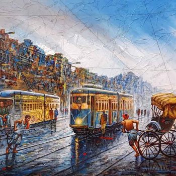 Painting of Kolkata street on canvas