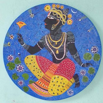 Painting of Lord Krishna on canvas