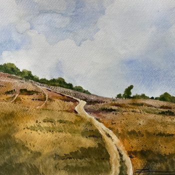 Painting of landscape on paper