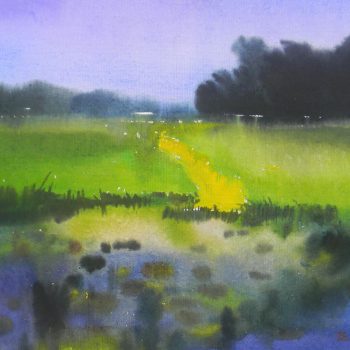 Painting of landscape on paper