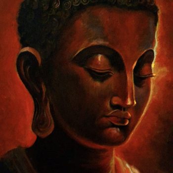 Painting of Buddha with acrylic on board