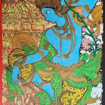 Kalamkari painting of Krishna on canvas