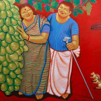 Painting on canvas of couple.