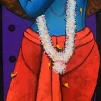 Painting of Krishna on canvas