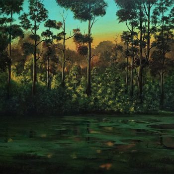 Painting of landscape on canvas