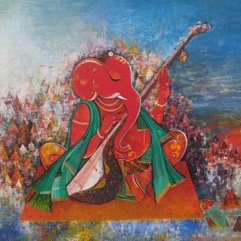 Painting of Ganesh on Benaras Ghat