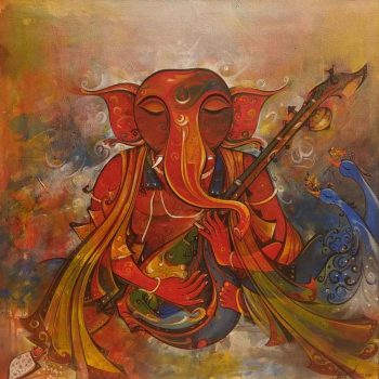 Painting of Ganesha on canvas