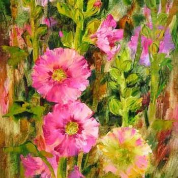 Painting of flowers with oil on canvas