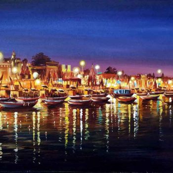 Painting of Benaras on canvas