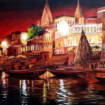 Painting of Benaras on canvas