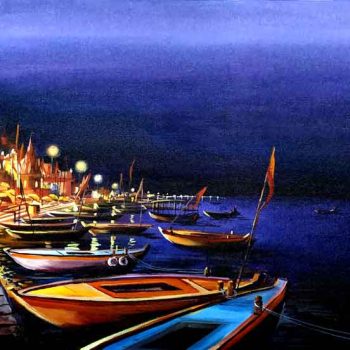 Painting of Benaras on canvas