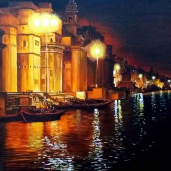 Painting of Benaras on canvas