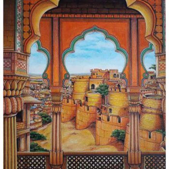 Painting of Rajasthan on paper