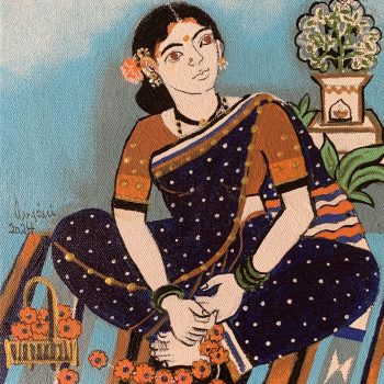 Painting on canvas of village woman