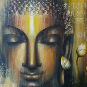 Painting of Buddha on canvas