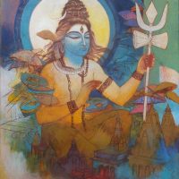 Painting of Shiva on canvas