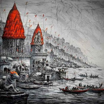 Painting of Benaras on canvas