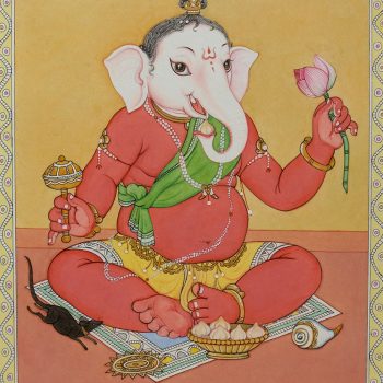 Painting of ganesh with watercolour on paper