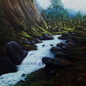 Painting of a stream on canvas