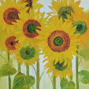 Painting of flowers on canvas