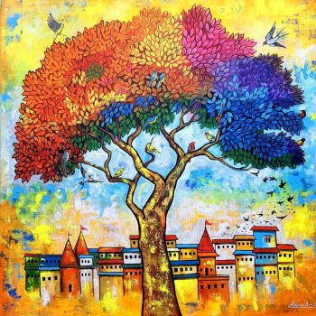 Figurative painting with acrylic on canvas