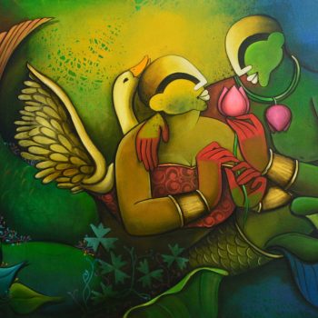 Figurative painting on canvas .
