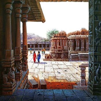 Painting of Hampi on canvas