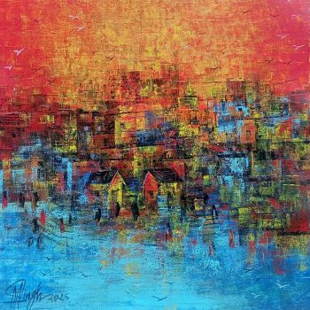 Abstract art with acrylic on canvas